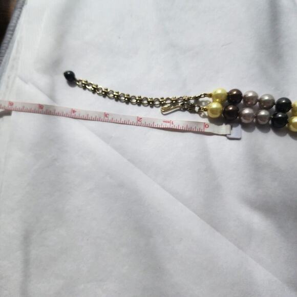 Designer Heidi Daus Statement Necklace CRYSTAL MULTI COLOR 12MM PEARL Tan Gold - Picture 12 of 12